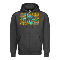 Charcoal Heather western turquoise and sunflowers skinny metal can holder Zipper Hoodie - HRA Design Shop