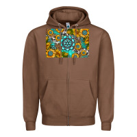 Chestnut western turquoise and sunflowers skinny metal can holder Zipper Hoodie - HRA Design Shop