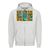 Dove Grey western turquoise and sunflowers skinny metal can holder Zipper Hoodie - HRA Design Shop