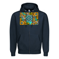 Navy western turquoise and sunflowers skinny metal can holder Zipper Hoodie - HRA Design Shop