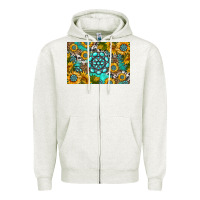 Oatmeal Heather western turquoise and sunflowers skinny metal can holder Zipper Hoodie - HRA Design Shop