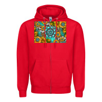 Red western turquoise and sunflowers skinny metal can holder Zipper Hoodie - HRA Design Shop