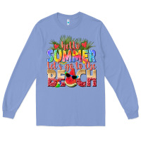 Colony Blue hello summer lets go to the beach Long Sleeve Tee - texasbilliewilder