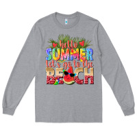 Heather Grey hello summer lets go to the beach Long Sleeve Tee - texasbilliewilder