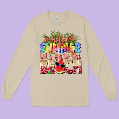 Hello Summer Lets Go To The Beach Long Sleeve Tee Designed By Texasbilliewilder