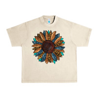 Sandshell Fall Tooled Leather Sunflower Urban Heavy Tee - RanaPortraitStore