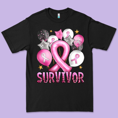 Balloons Cancer Ribbon Survivor Premium Tee Designed By Artiststas