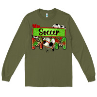 Army Green soccer mom with leopard Long Sleeve Tee - Zillion Design Studio