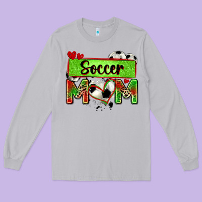Soccer Mom With Leopard Long Sleeve Tee Designed By Zillion Design Studio