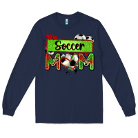 Navy soccer mom with leopard Long Sleeve Tee - Zillion Design Studio