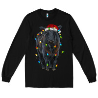 Black christmas black angus cattle with lights Long Sleeve Tee - RanaPortraitStore