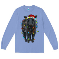 Colony Blue christmas black angus cattle with lights Long Sleeve Tee - RanaPortraitStore