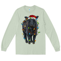 Matcha christmas black angus cattle with lights Long Sleeve Tee - RanaPortraitStore