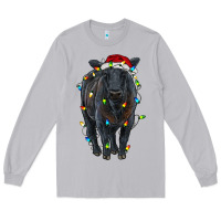 Moon Dust christmas black angus cattle with lights Long Sleeve Tee - RanaPortraitStore