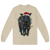 Mushroom christmas black angus cattle with lights Long Sleeve Tee - RanaPortraitStore