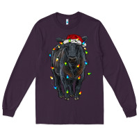 Plum christmas black angus cattle with lights Long Sleeve Tee - RanaPortraitStore