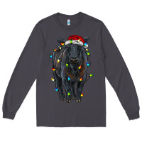 Smoke christmas black angus cattle with lights Long Sleeve Tee - RanaPortraitStore