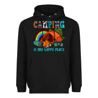 Black camping is my happy  place Heavyweight Hoodie - AdoDesignShop