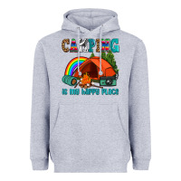 Heather Grey camping is my happy  place Heavyweight Hoodie - AdoDesignShop