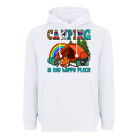 White camping is my happy  place Heavyweight Hoodie - AdoDesignShop