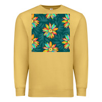 Antique Gold colorful tropical flowers seamless pattern Premium Sweatshirt - BundleAndBundleShop