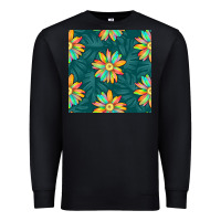 Black colorful tropical flowers seamless pattern Premium Sweatshirt - BundleAndBundleShop