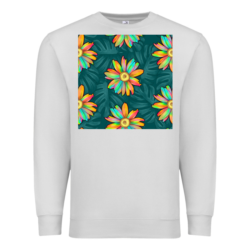 Colorful Tropical Flowers Seamless Pattern Premium Sweatshirt by BundleAndBundleShop | Teevron