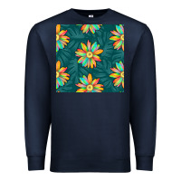 Navy colorful tropical flowers seamless pattern Premium Sweatshirt - BundleAndBundleShop