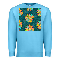 Ocean Blue colorful tropical flowers seamless pattern Premium Sweatshirt - BundleAndBundleShop