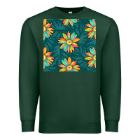 Sports Green colorful tropical flowers seamless pattern Premium Sweatshirt - BundleAndBundleShop