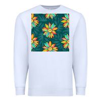 White colorful tropical flowers seamless pattern Premium Sweatshirt - BundleAndBundleShop