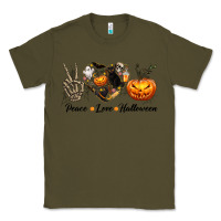 Army Green Peace Love Halloween Classic Tee - texasbilliewilder