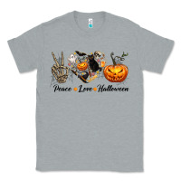 Heather Grey Peace Love Halloween Classic Tee - texasbilliewilder