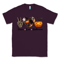 Plum Peace Love Halloween Classic Tee - texasbilliewilder