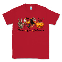 Red Peace Love Halloween Classic Tee - texasbilliewilder