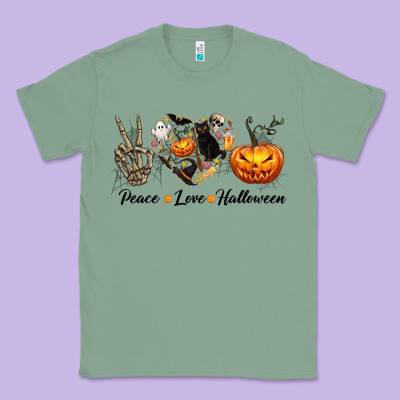 Peace Love Halloween Classic Tee Designed By Texasbilliewilder