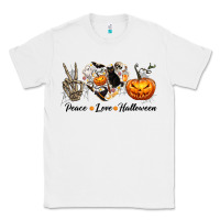 White Peace Love Halloween Classic Tee - texasbilliewilder