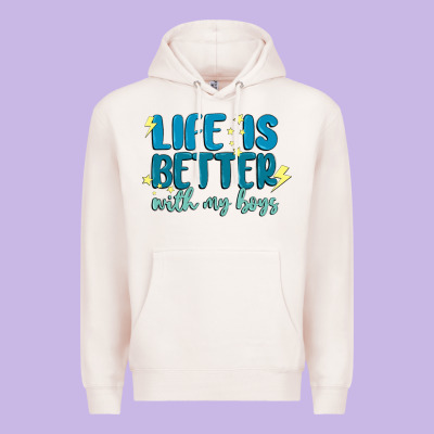 Life Is Better With My Boys Premium Hoodie Designed By Maliassmallbusiness