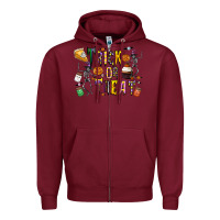 Burgundy trick or treat Zipper Hoodie - CowhideDigitalArt