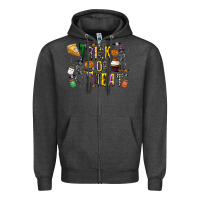 Charcoal Heather trick or treat Zipper Hoodie - CowhideDigitalArt