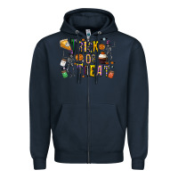 Navy trick or treat Zipper Hoodie - CowhideDigitalArt