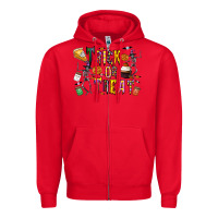 Red trick or treat Zipper Hoodie - CowhideDigitalArt