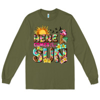 Army Green here comes the sun Long Sleeve Tee - texasbilliewilder