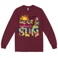 Burgundy here comes the sun Long Sleeve Tee - texasbilliewilder