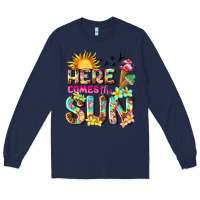 Navy here comes the sun Long Sleeve Tee - texasbilliewilder