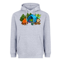 Heather Grey camp in the woods Heavyweight Hoodie - AdoDesignShop