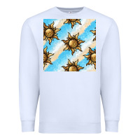 White leopard sun seamless pattern Premium Sweatshirt - BundleAndBundleShop