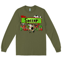 Army Green soccer mama with leopard Long Sleeve Tee - Zillion Design Studio