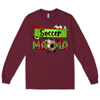 Burgundy soccer mama with leopard Long Sleeve Tee - Zillion Design Studio