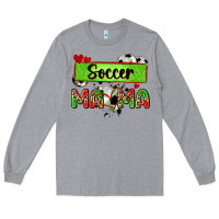Heather Grey soccer mama with leopard Long Sleeve Tee - Zillion Design Studio